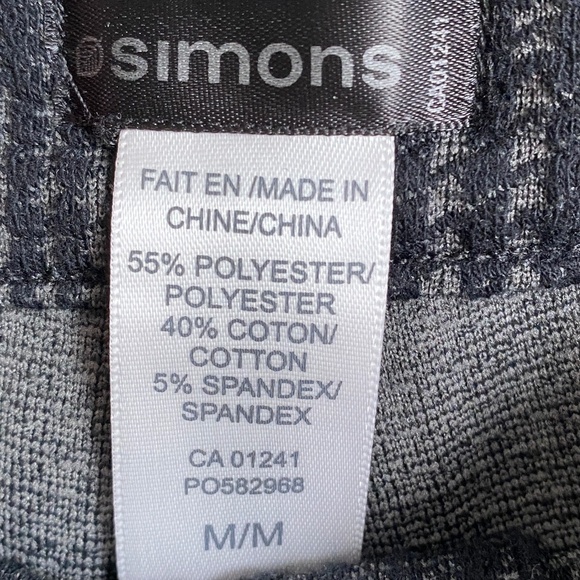 SIMONS Women's Black/Gray Geometric Office Leggings Size Medium Stretchy Pants - Picture 2 of 10
